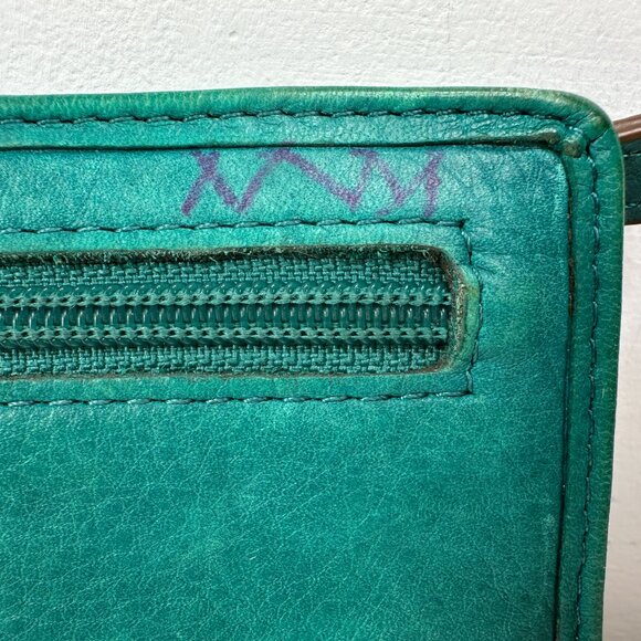 Fossil Birdhouse Wallet Teal Green Snap Button Credit Cards Bill Coins ID - Picture 6 of 13